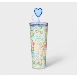Roller Rabbit x Target 24oz Plastic Tumbler Tropical Print w/ Heart Straw Topper